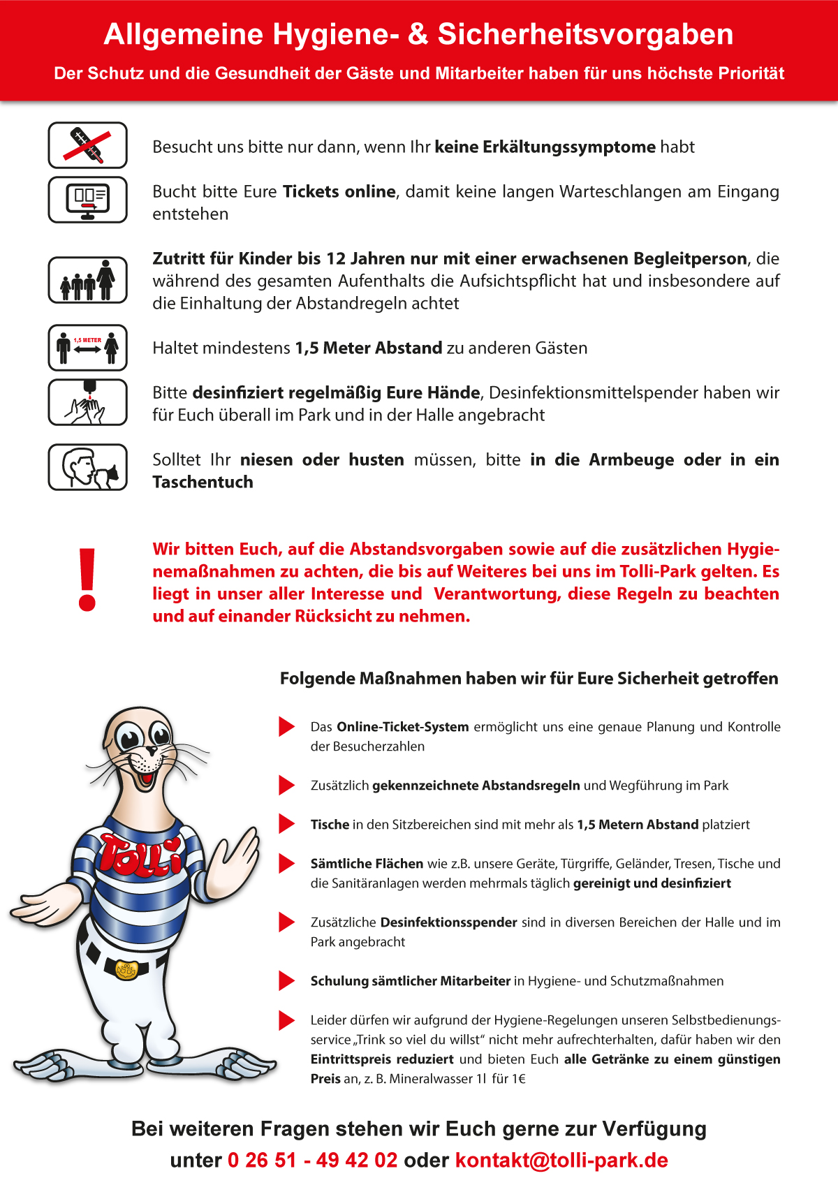 Tolli-Park Mayen Vorgaben zu Hygiene und Sicherheit